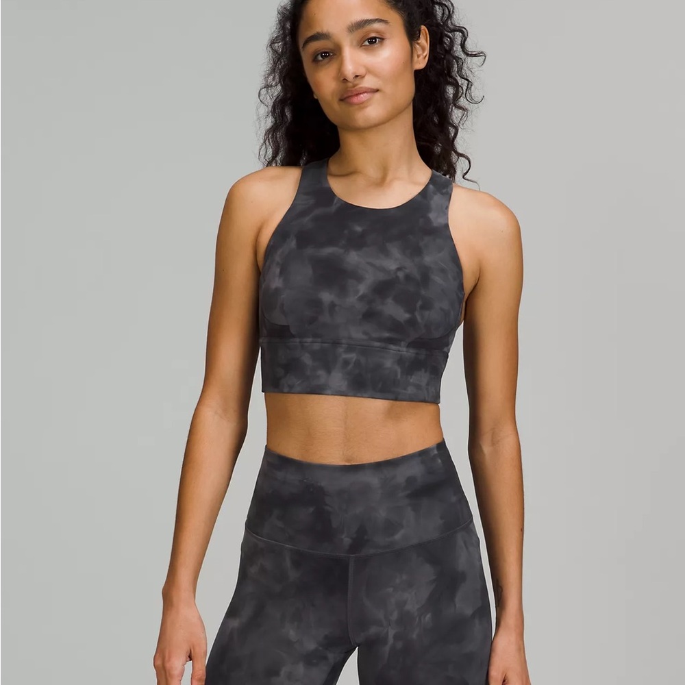 lululemon | wunder train longline bra - diamond dye pitch grey graphite grey